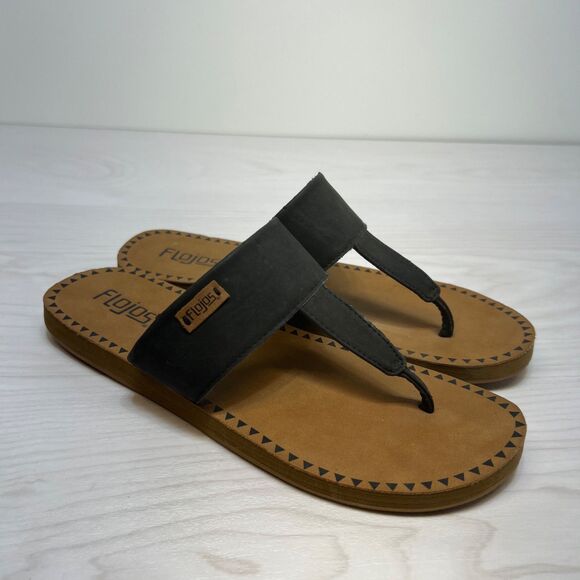Flojos Womens Grace Flat Sandal Size 8 Casual Stylish Comfy Flip Flops Black - Picture 1 of 10